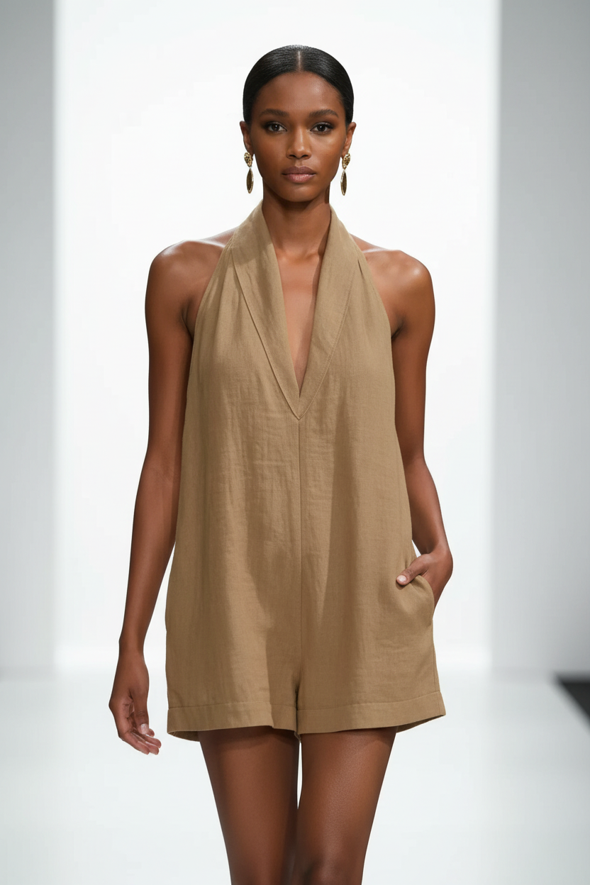 V-Neck Jumpsuit with Pockets