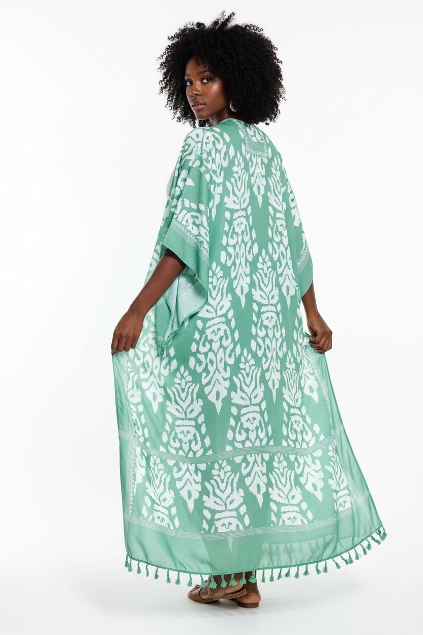 Printed Tassel Kimono