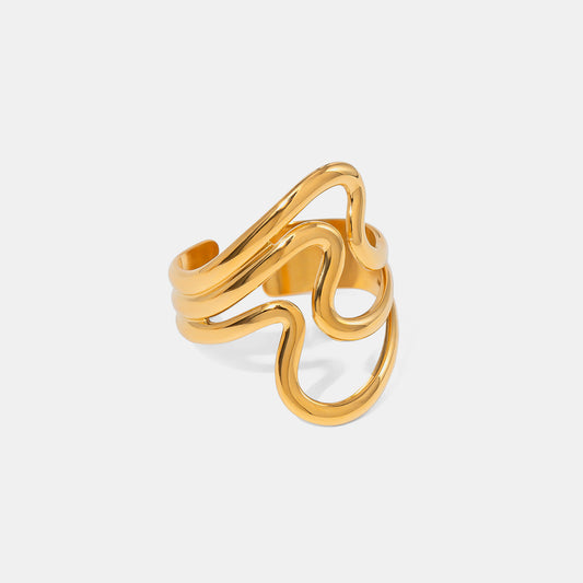 18K Gold-Plated Corrugated Open Ring