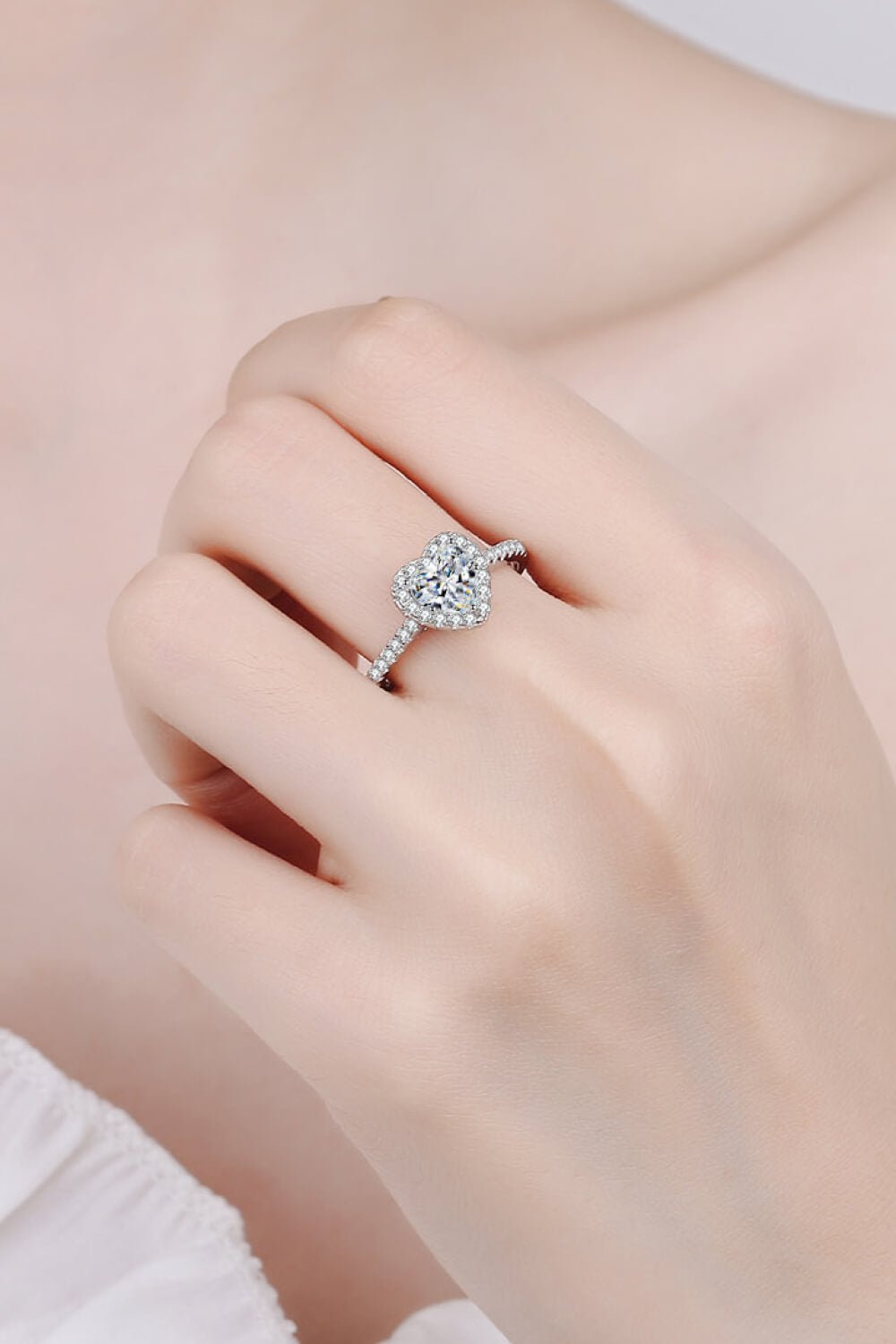 1 Carat Moissanite Heart-Shaped Ring - Style To Fit