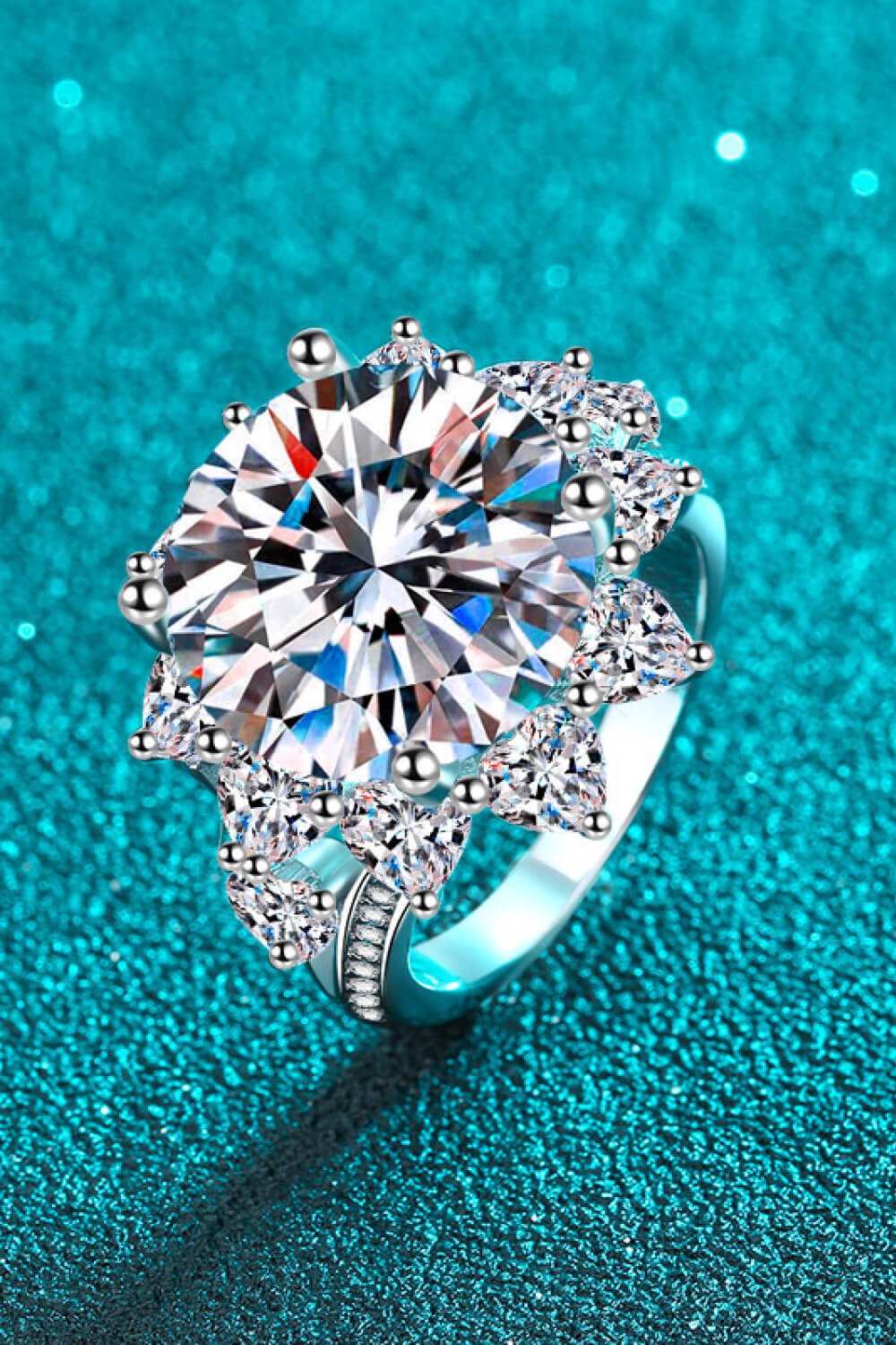 10 Carat Moissanite Flower-Shaped Ring - Style To Fit