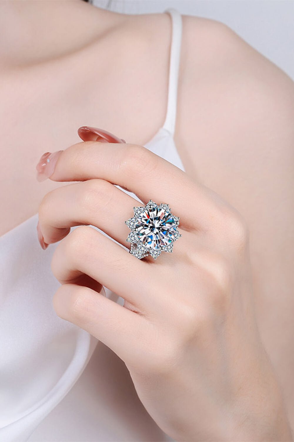 10 Carat Moissanite Flower-Shaped Ring - Style To Fit