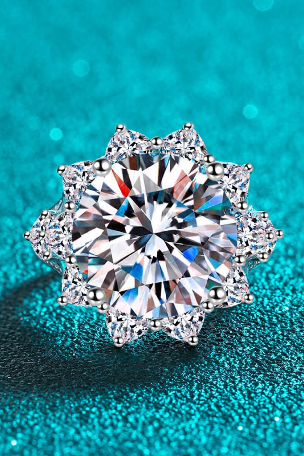 10 Carat Moissanite Flower-Shaped Ring - Style To Fit