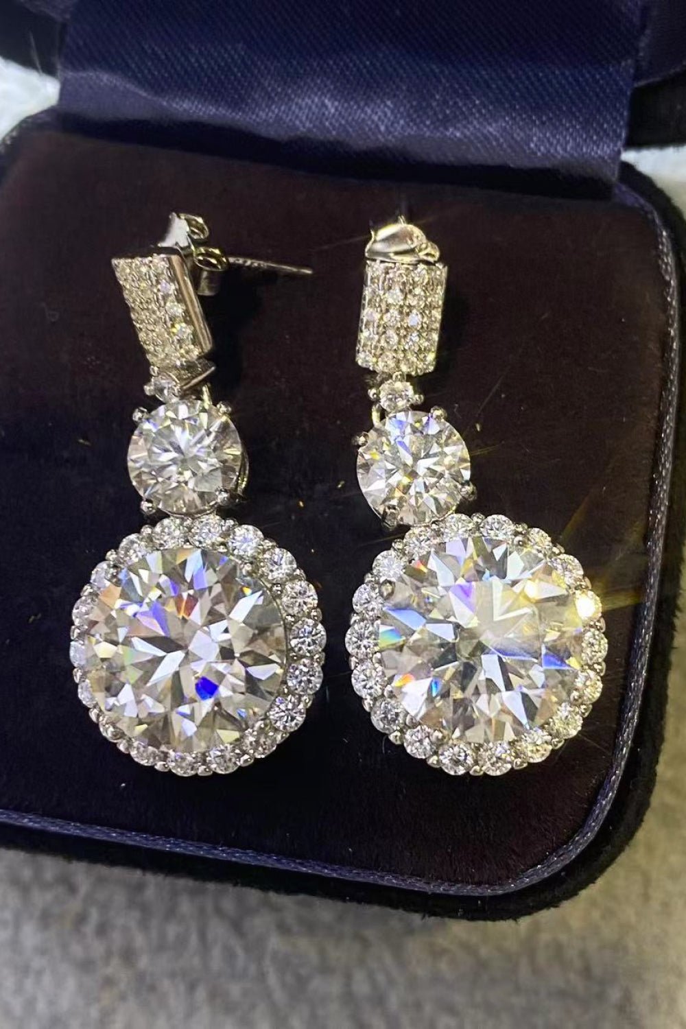 12 Carat Moissanite Platinum-Plated Drop Earrings - Style To Fit