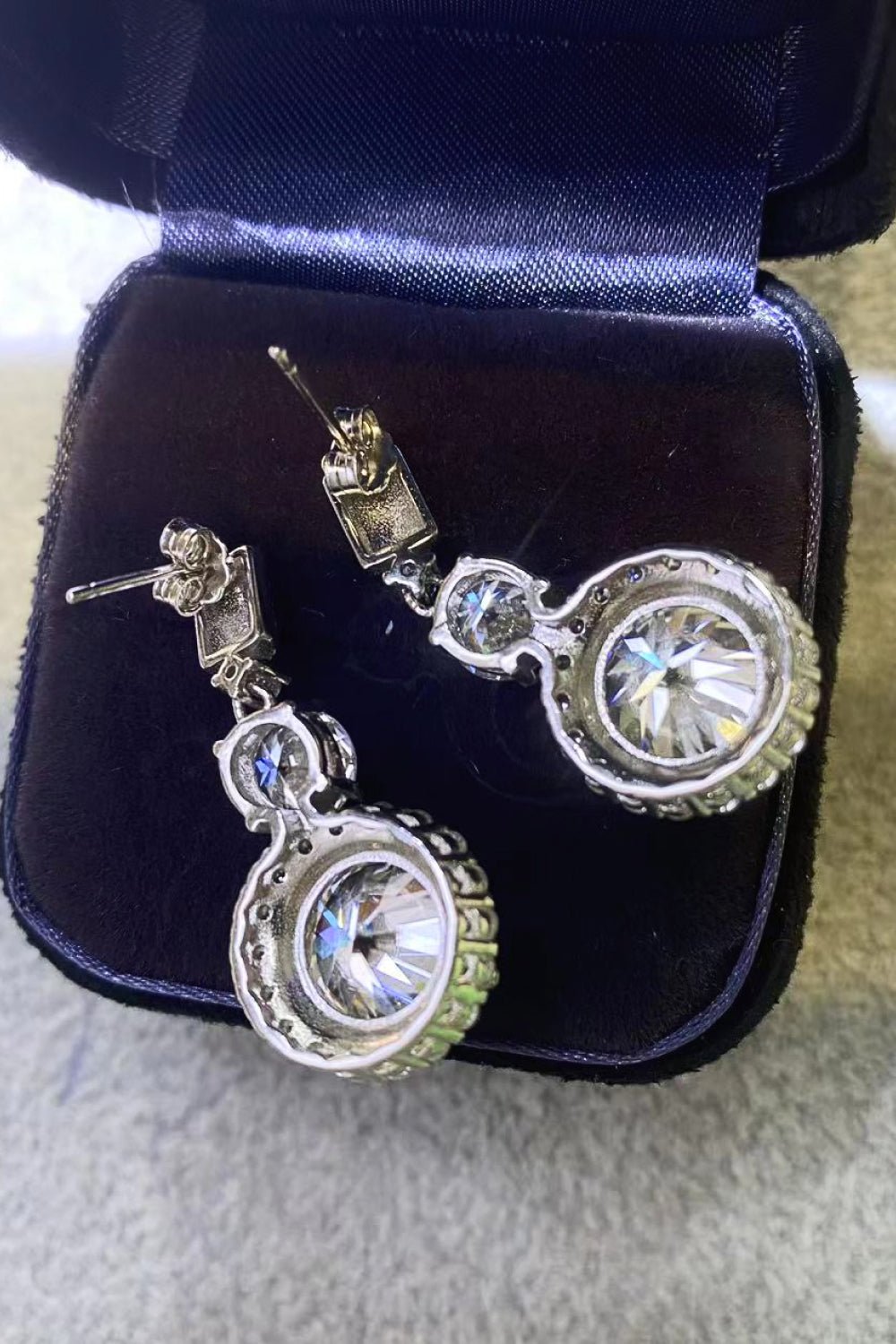 12 Carat Moissanite Platinum-Plated Drop Earrings - Style To Fit