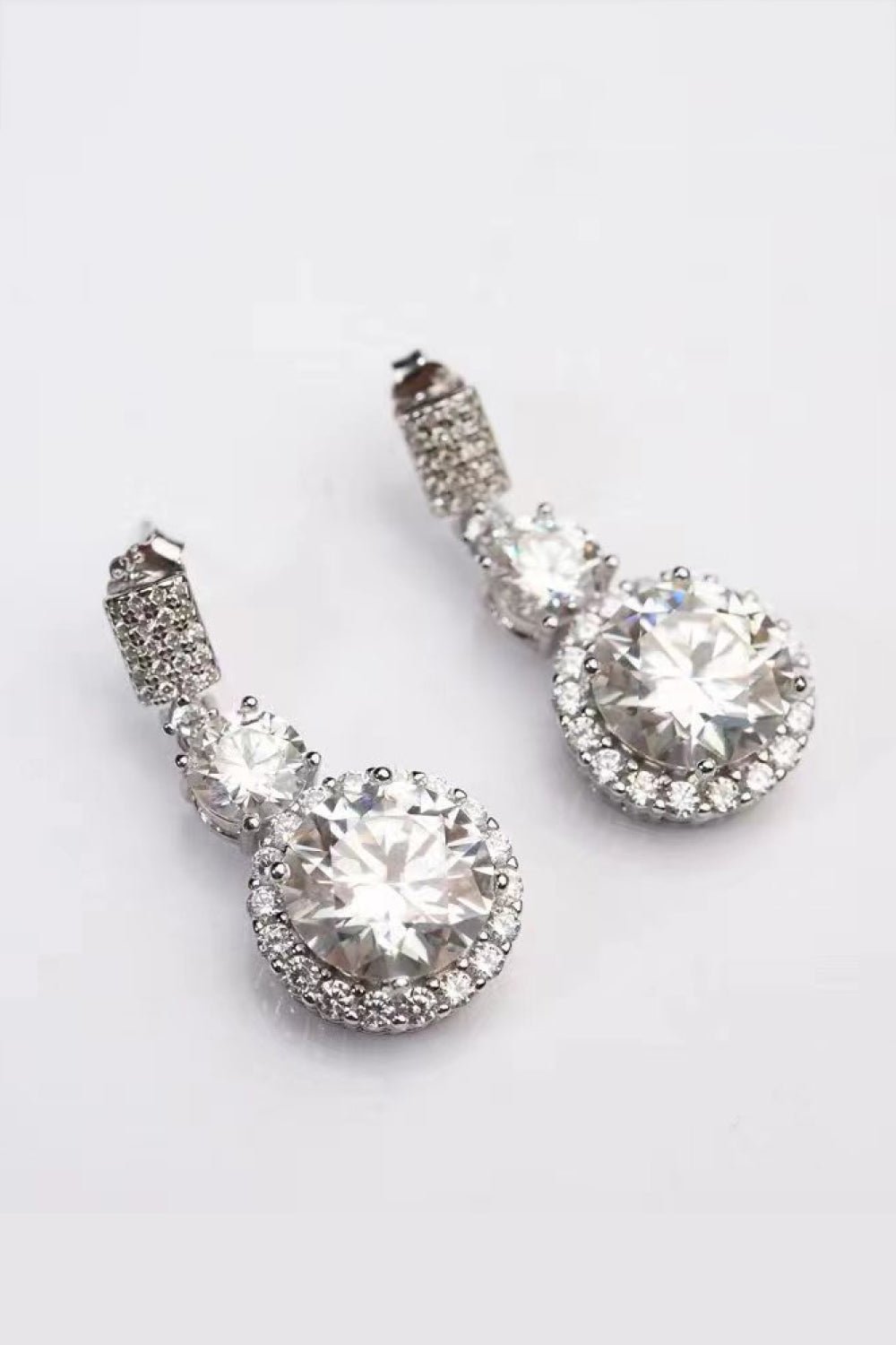 12 Carat Moissanite Platinum-Plated Drop Earrings - Style To Fit