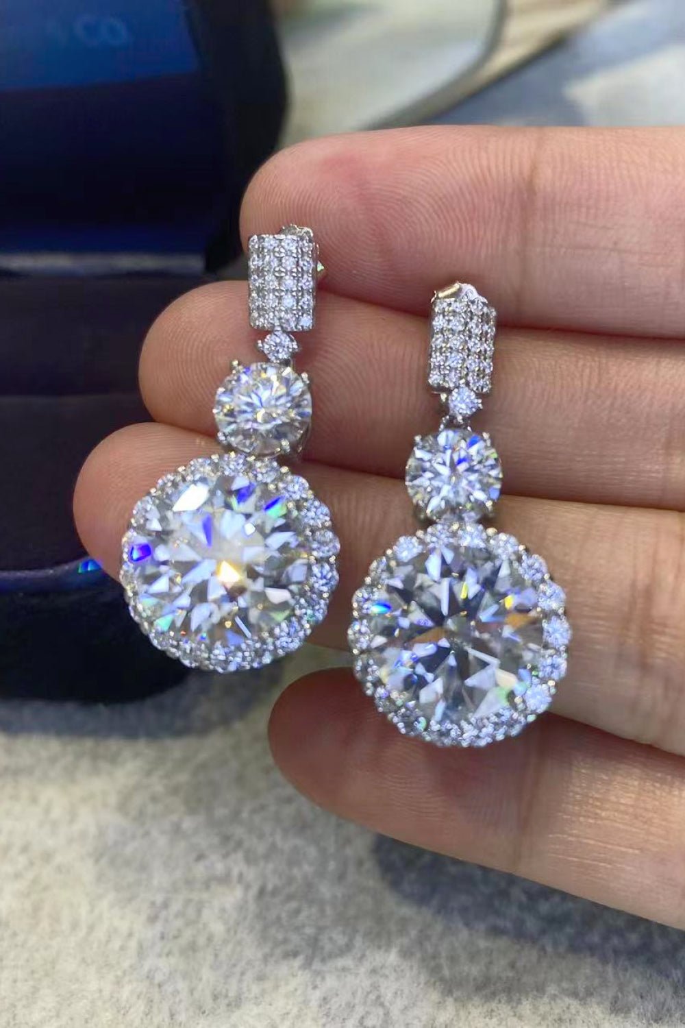 12 Carat Moissanite Platinum-Plated Drop Earrings - Style To Fit