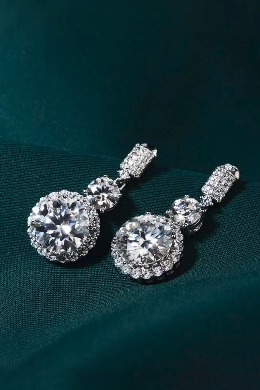 12 Carat Moissanite Platinum-Plated Drop Earrings - Style To Fit