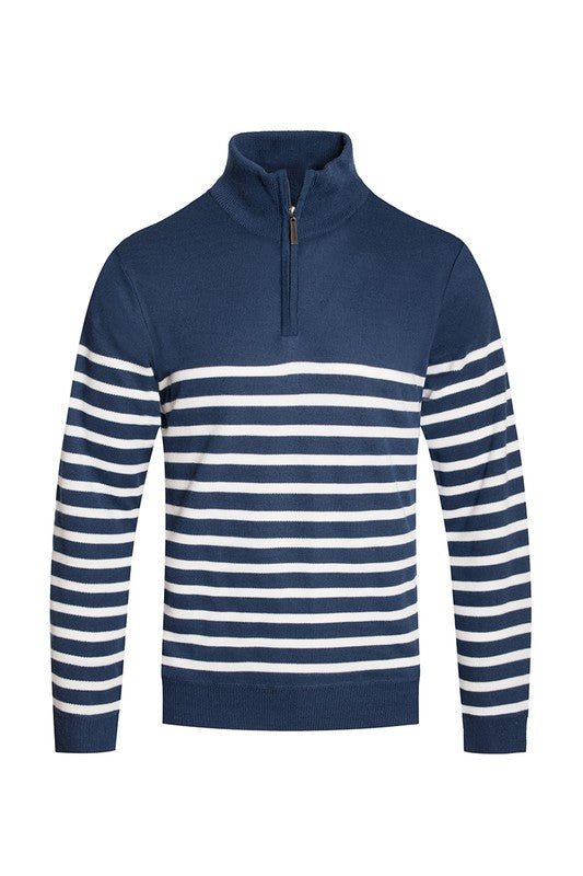 Striped Mock-neck Sweater