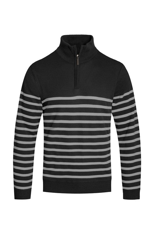 Striped Mock-neck Sweater