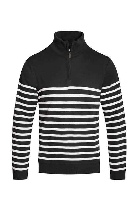 Striped Mock-neck Sweater