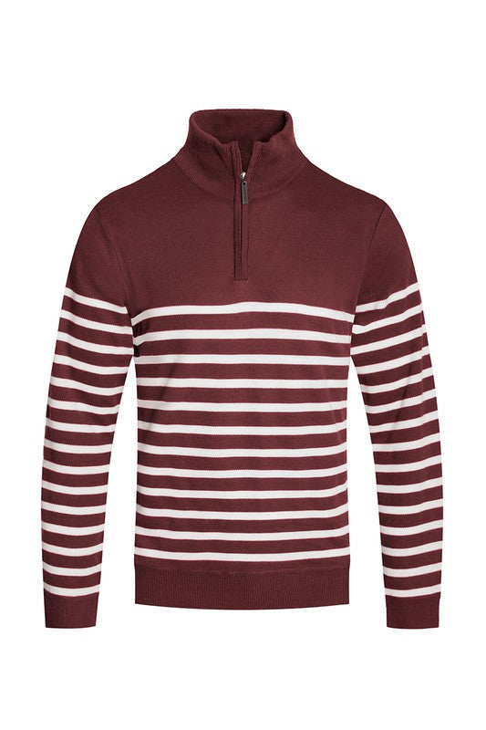 Striped Mock-neck Sweater