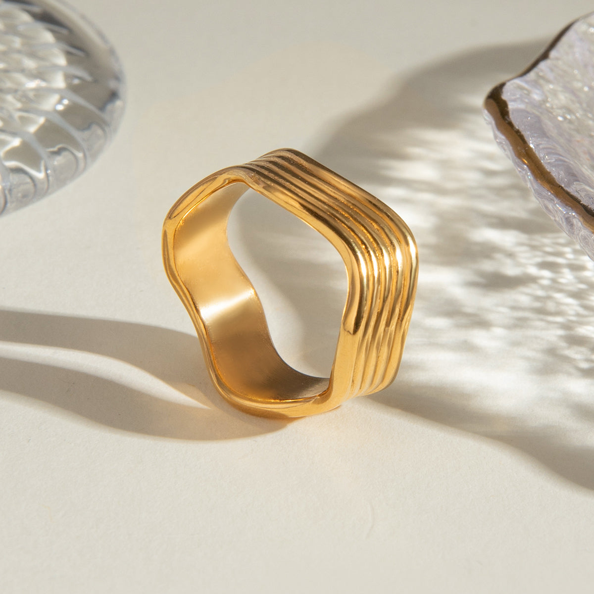 18K Gold-Plated Corrugated Ring