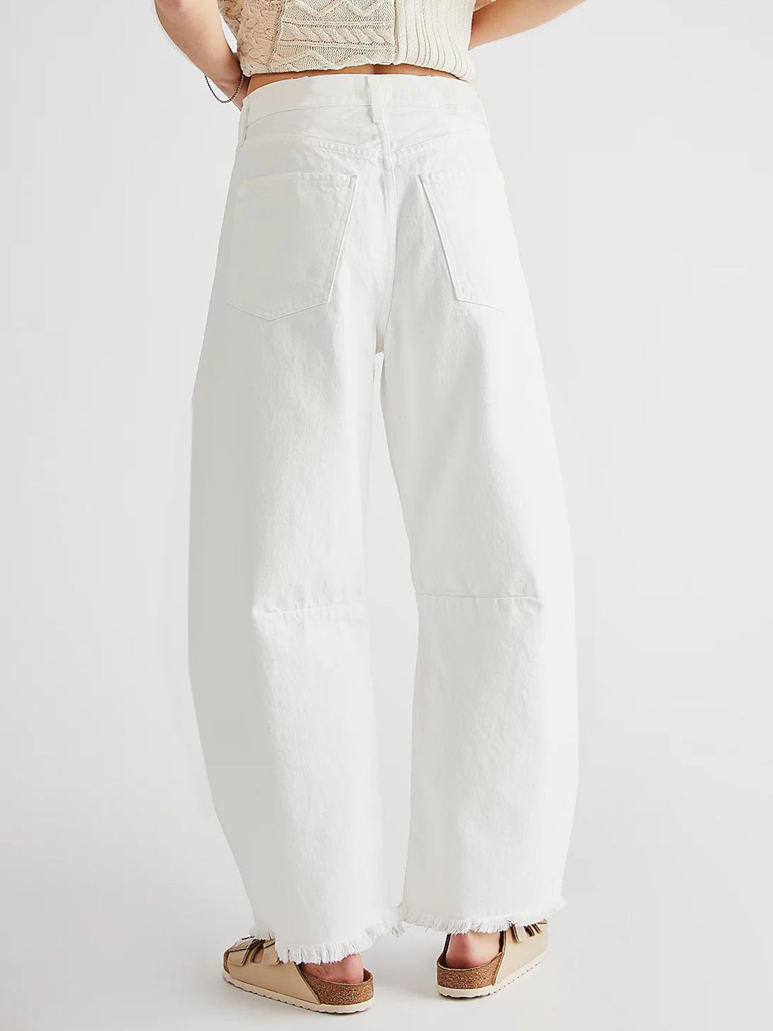 Raw Hem Barrel Jeans