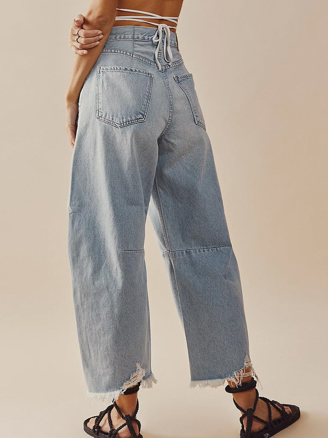 Raw Hem Barrel Jeans