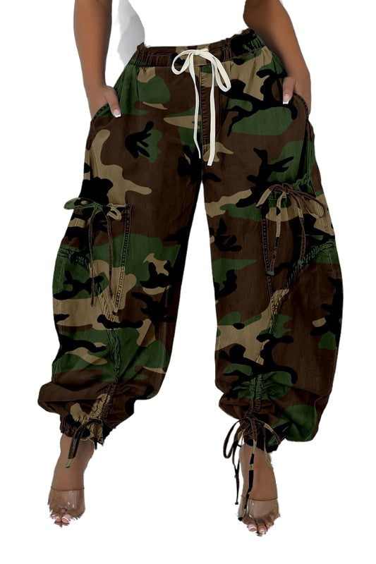 Dreya Camo Drawstring Cargo Pants