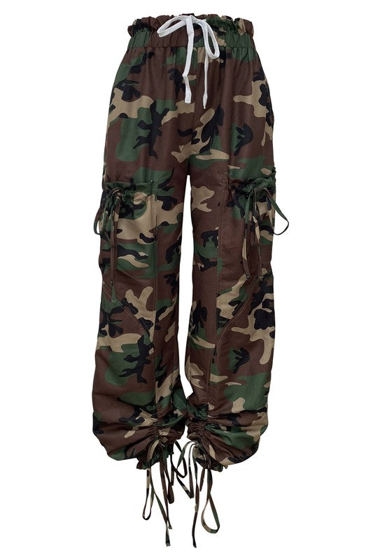 Dreya Camo Drawstring Cargo Pants