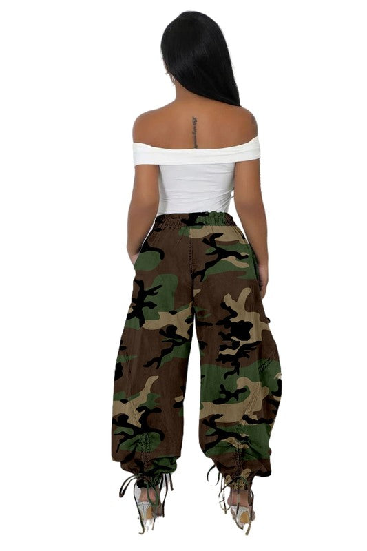 Dreya Camo Drawstring Cargo Pants