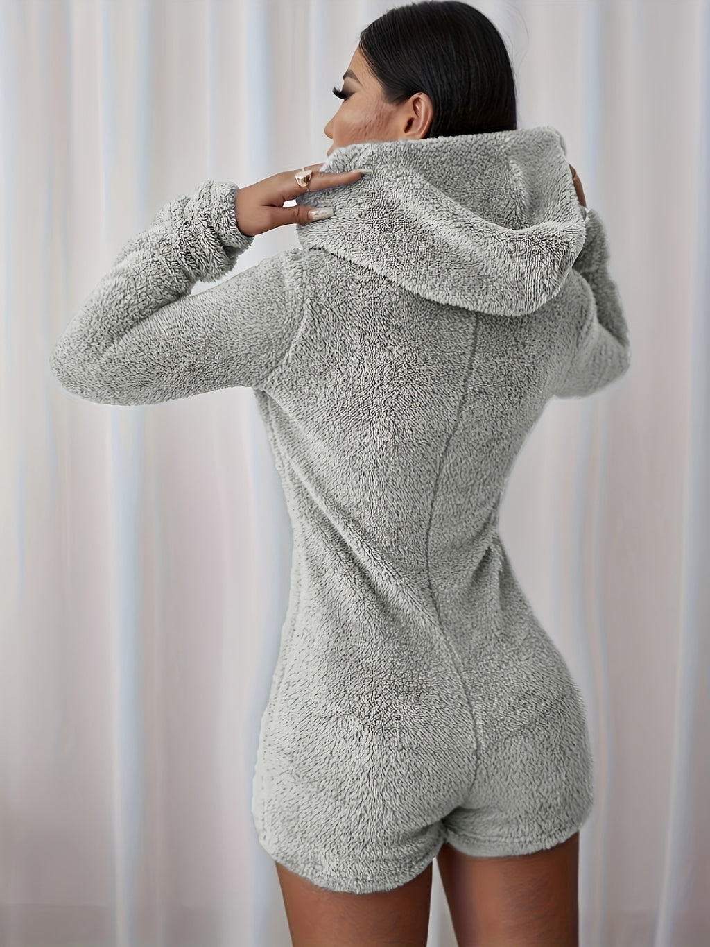 Furry Hooded Onesie Romper