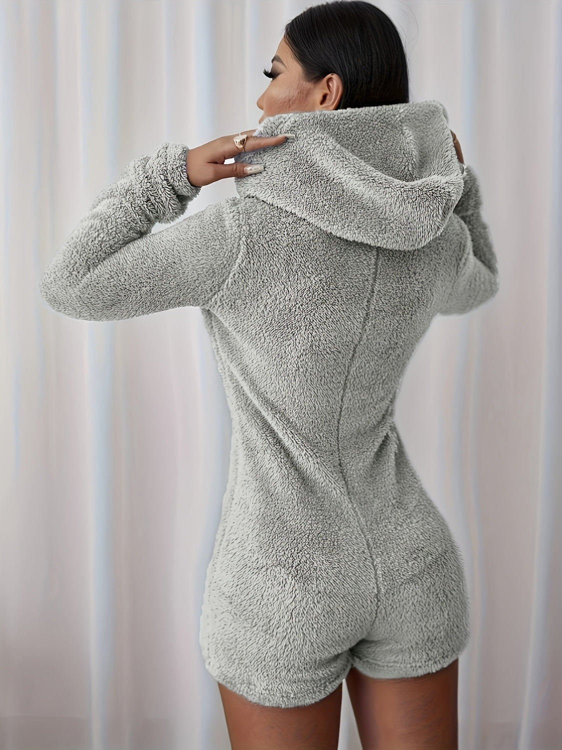 Furry Hooded Onesie Romper