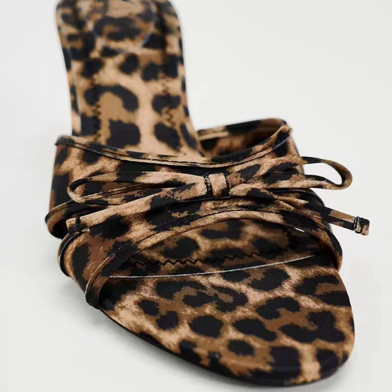 Bow Leopard Sandals