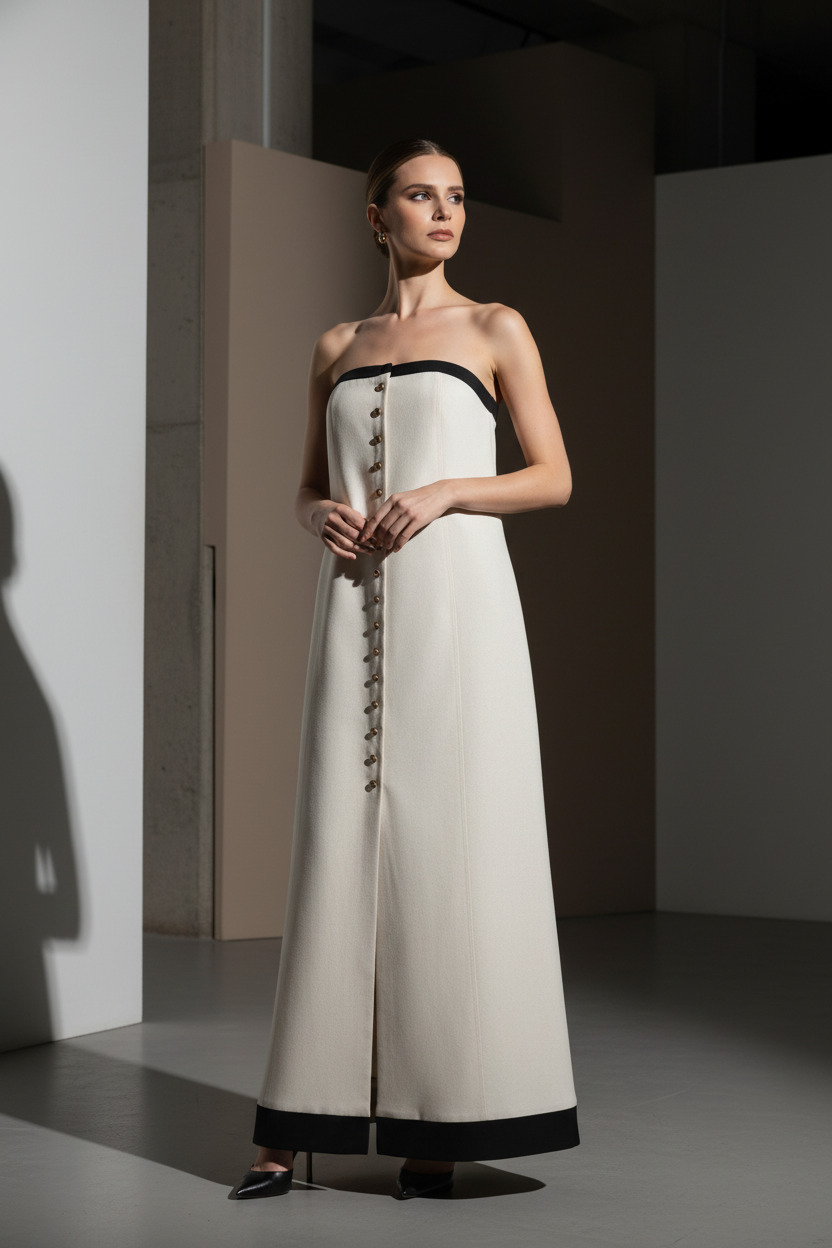 Contrast Trim Maxi Dress