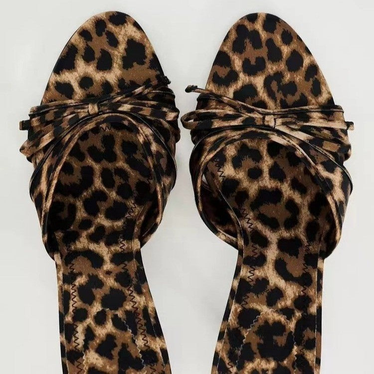 Bow Leopard Sandals