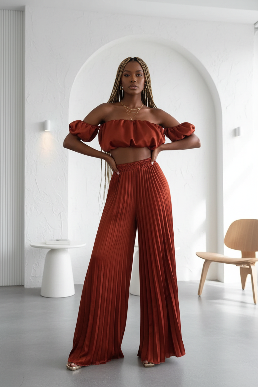 Pleated Pants Set