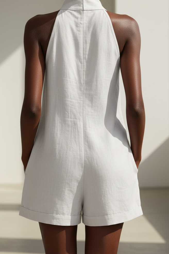 V-Neck Jumpsuit with Pockets