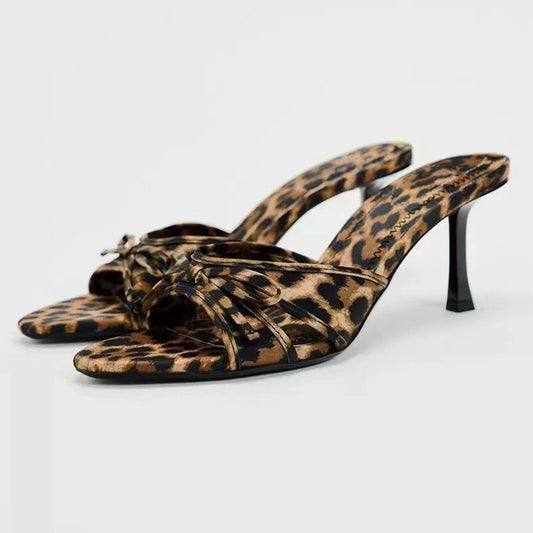 Bow Leopard Sandals