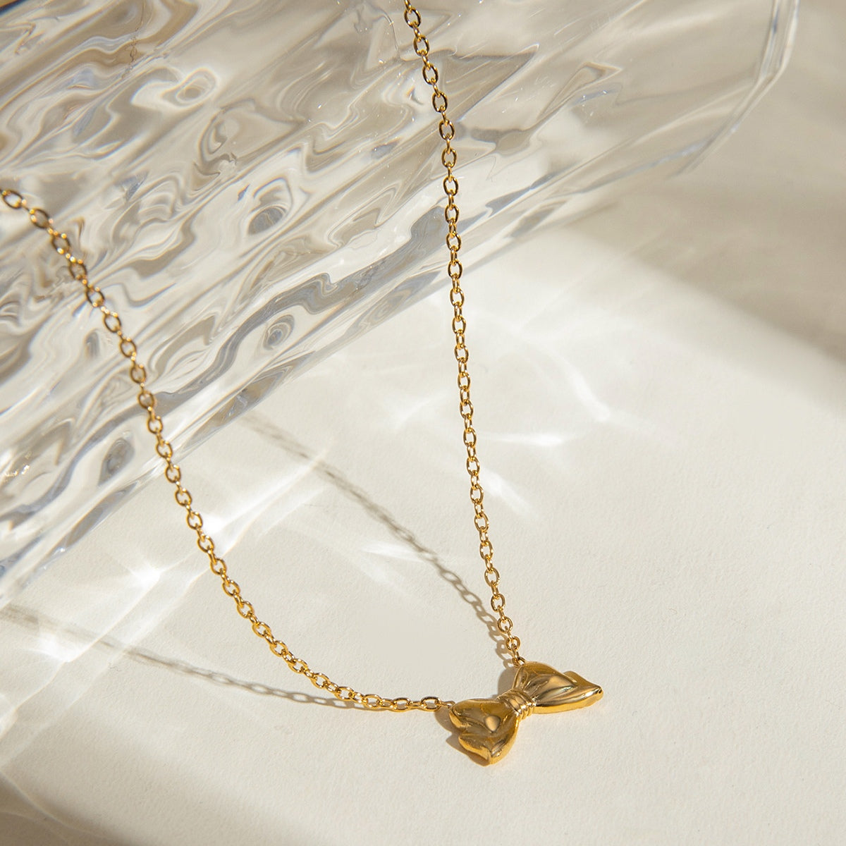 18K Gold-Plated Bow Necklace