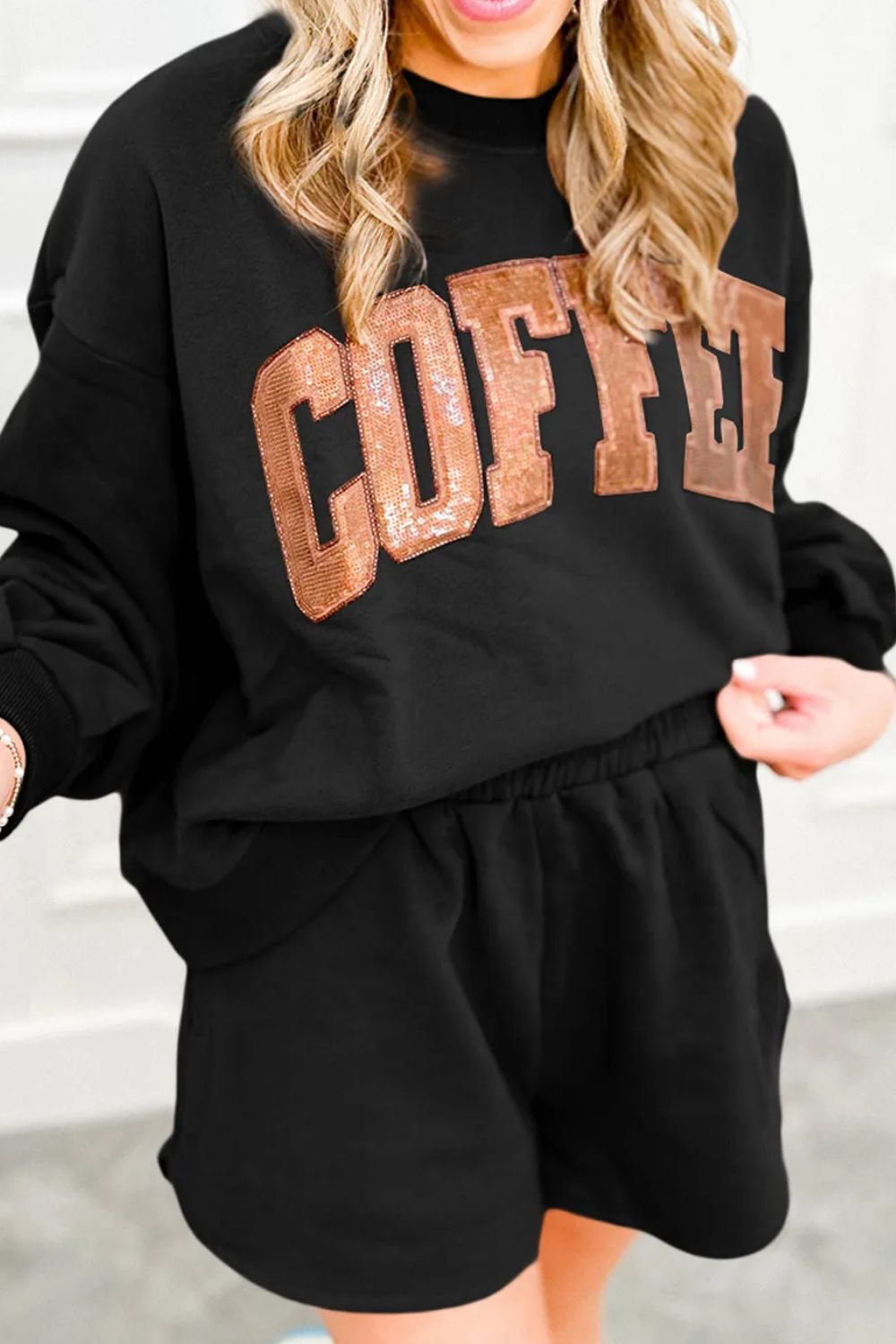 COFFEE Sequin Shorts Set