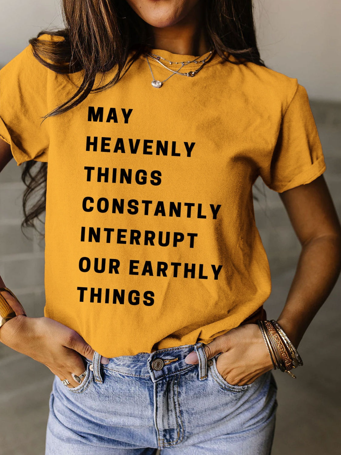 “May Heavenly Things…”Short Sleeve T-Shirt