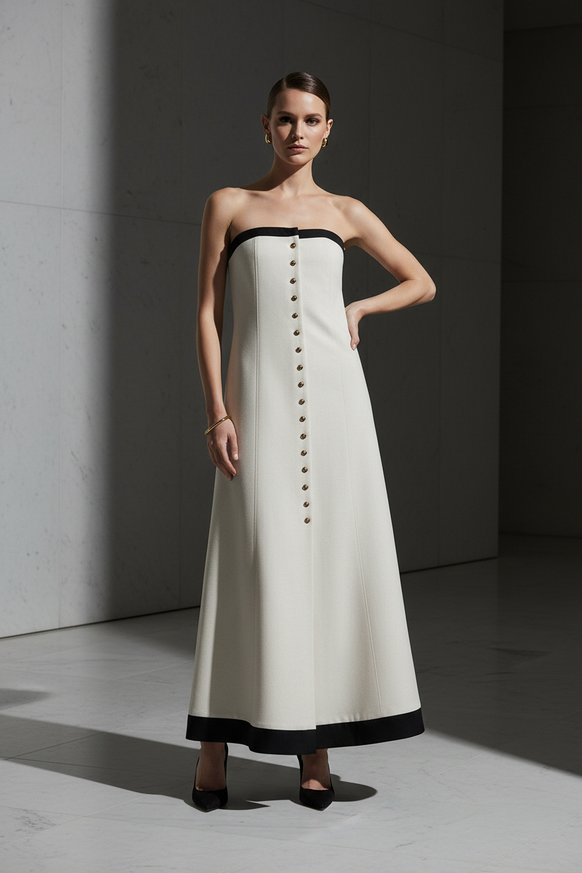 Contrast Trim Maxi Dress