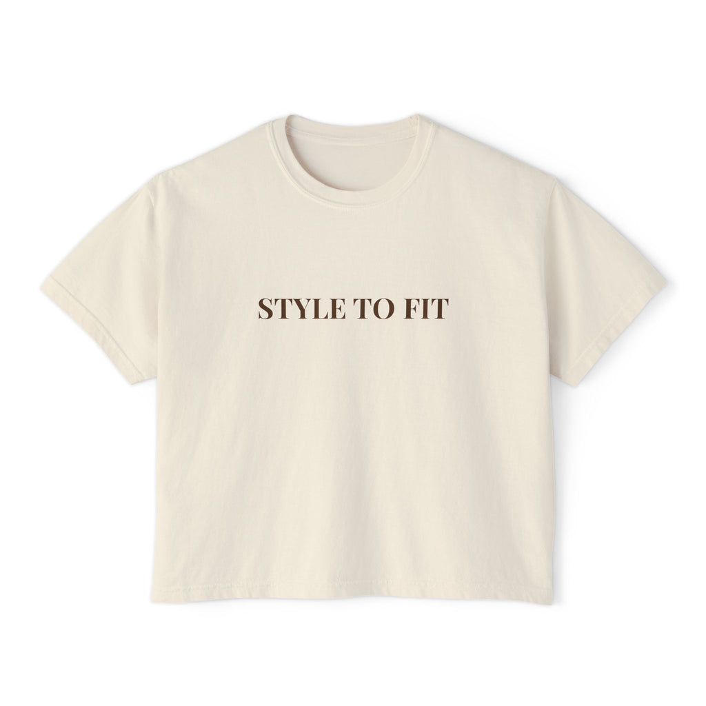 𝐒𝐓𝐘𝐋𝐄 𝐓𝐎 𝐅𝐈𝐓 Women's Boxy Tee (Brown Lettering)