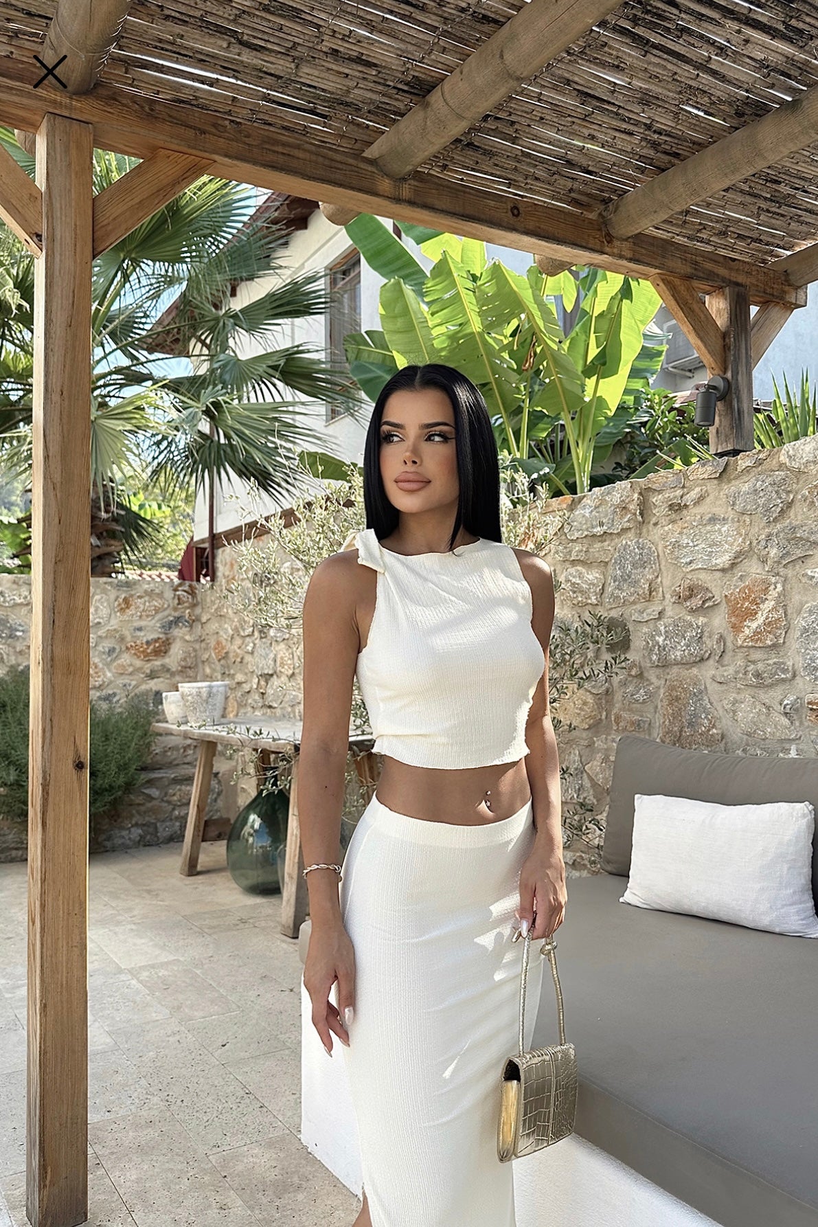 Cream Skirt Set