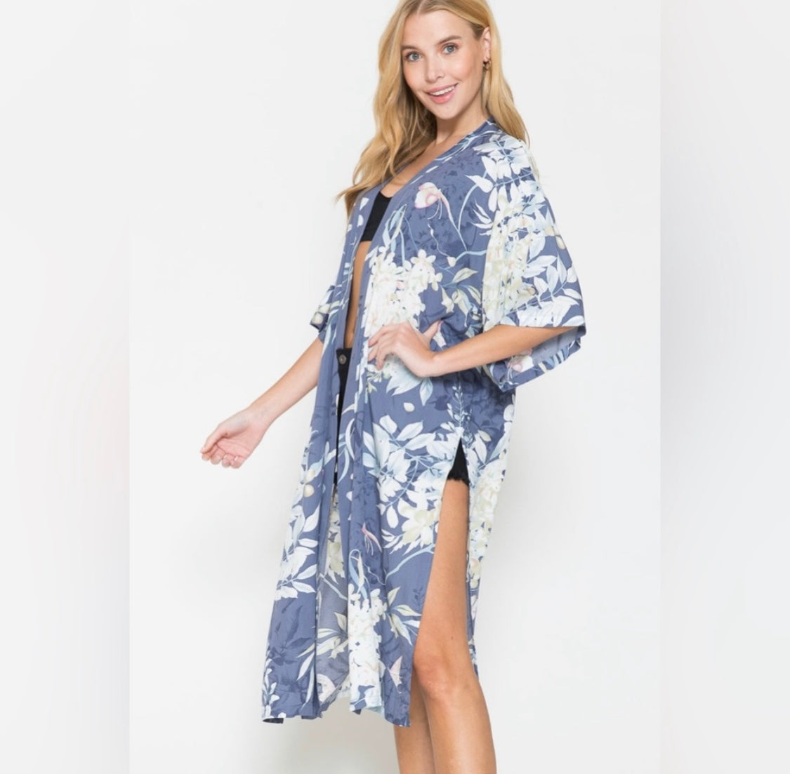 Justin Taylor Botanical Print Split Cover Up