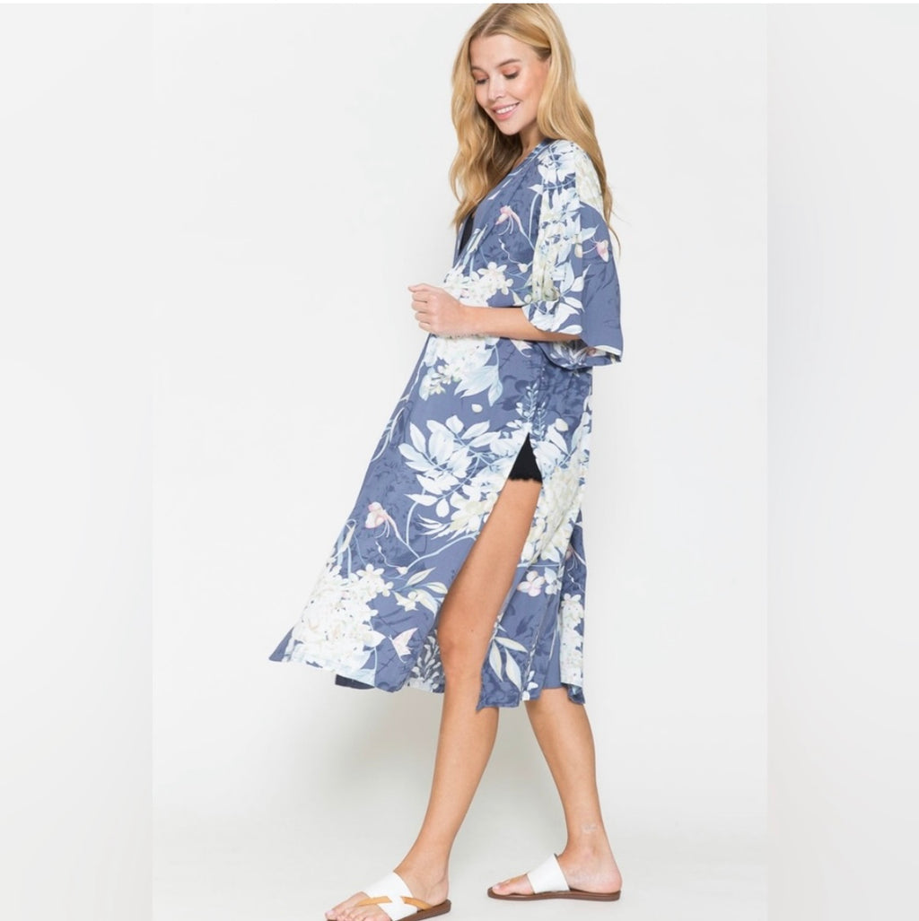 Justin Taylor Botanical Print Split Cover Up