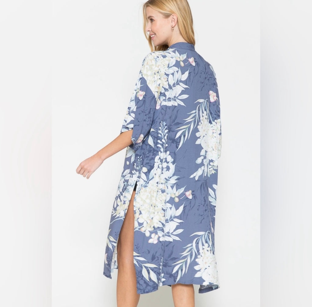 Justin Taylor Botanical Print Split Cover Up
