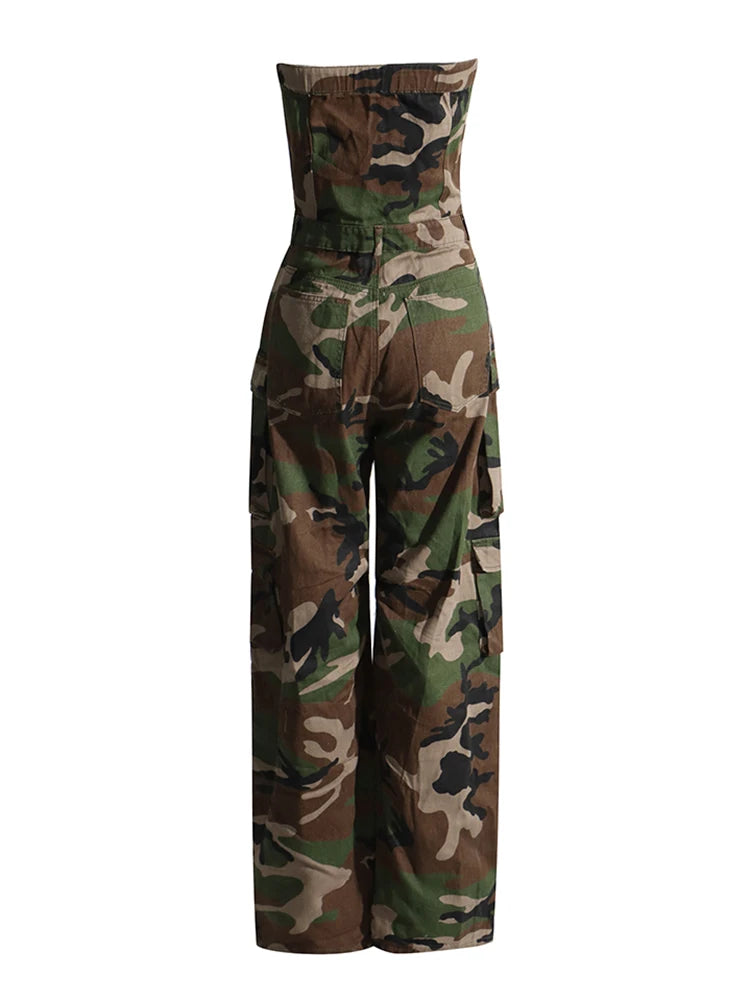 Jane Camouflage Cargo Jumpsuits