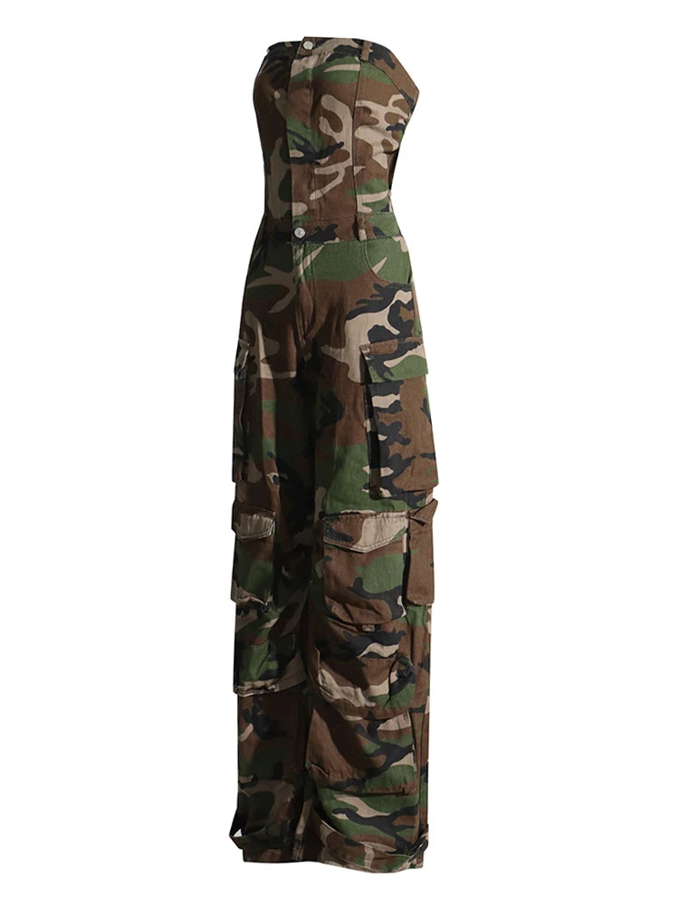 Jane Camouflage Cargo Jumpsuits