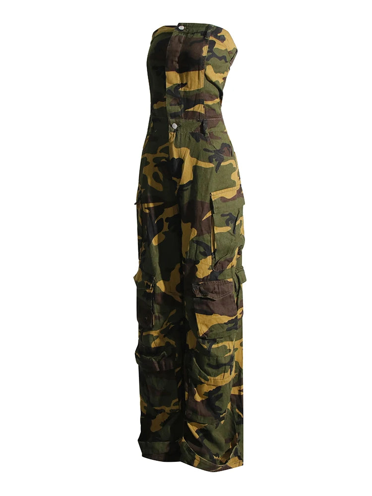 Jane Camouflage Cargo Jumpsuits