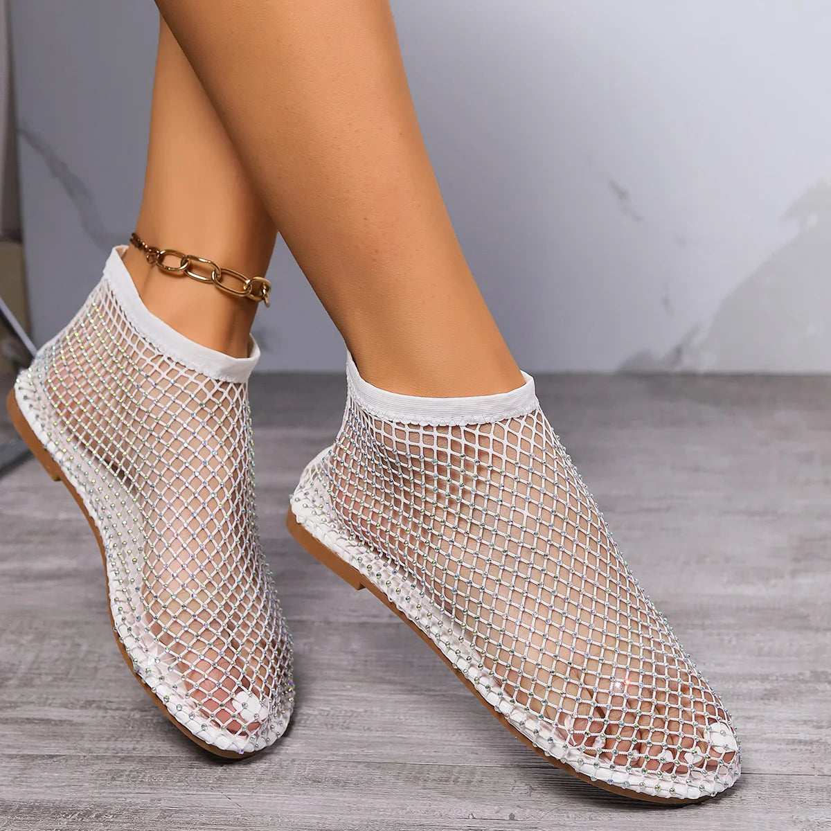 Mesh Anklet Flats