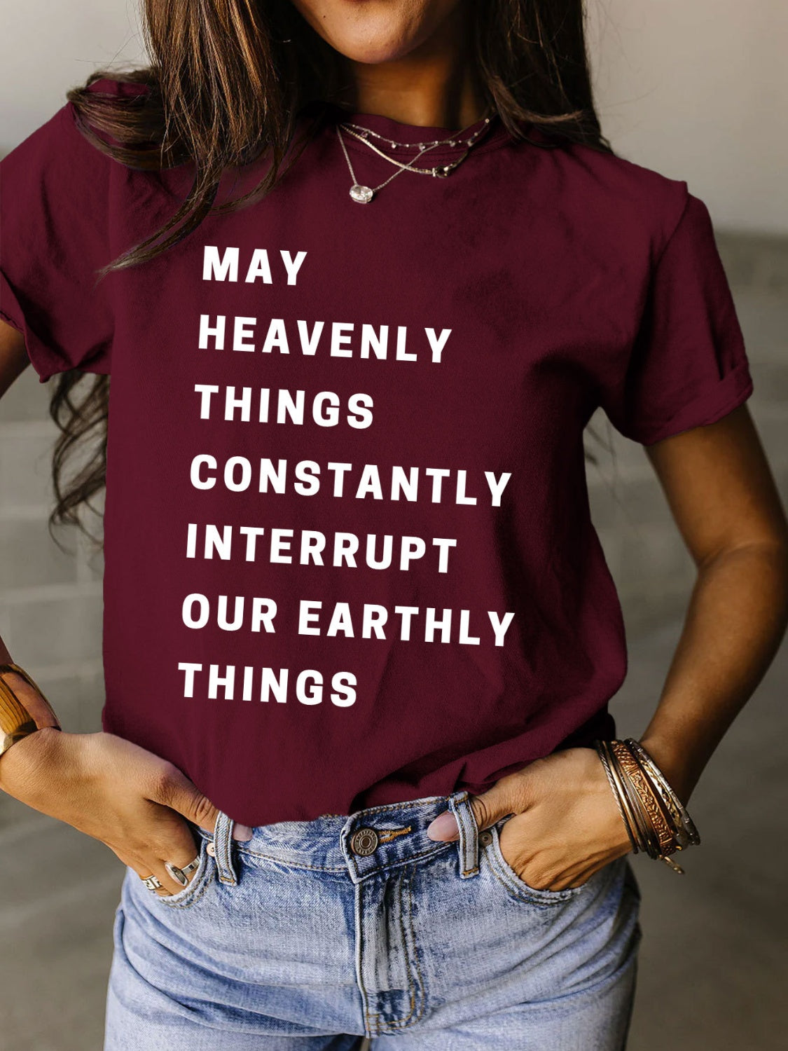 “May Heavenly Things…”Short Sleeve T-Shirt