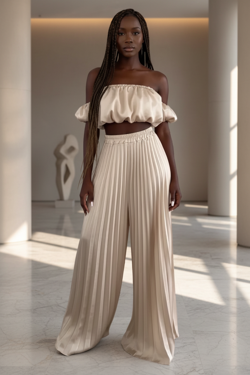 Pleated Pants Set