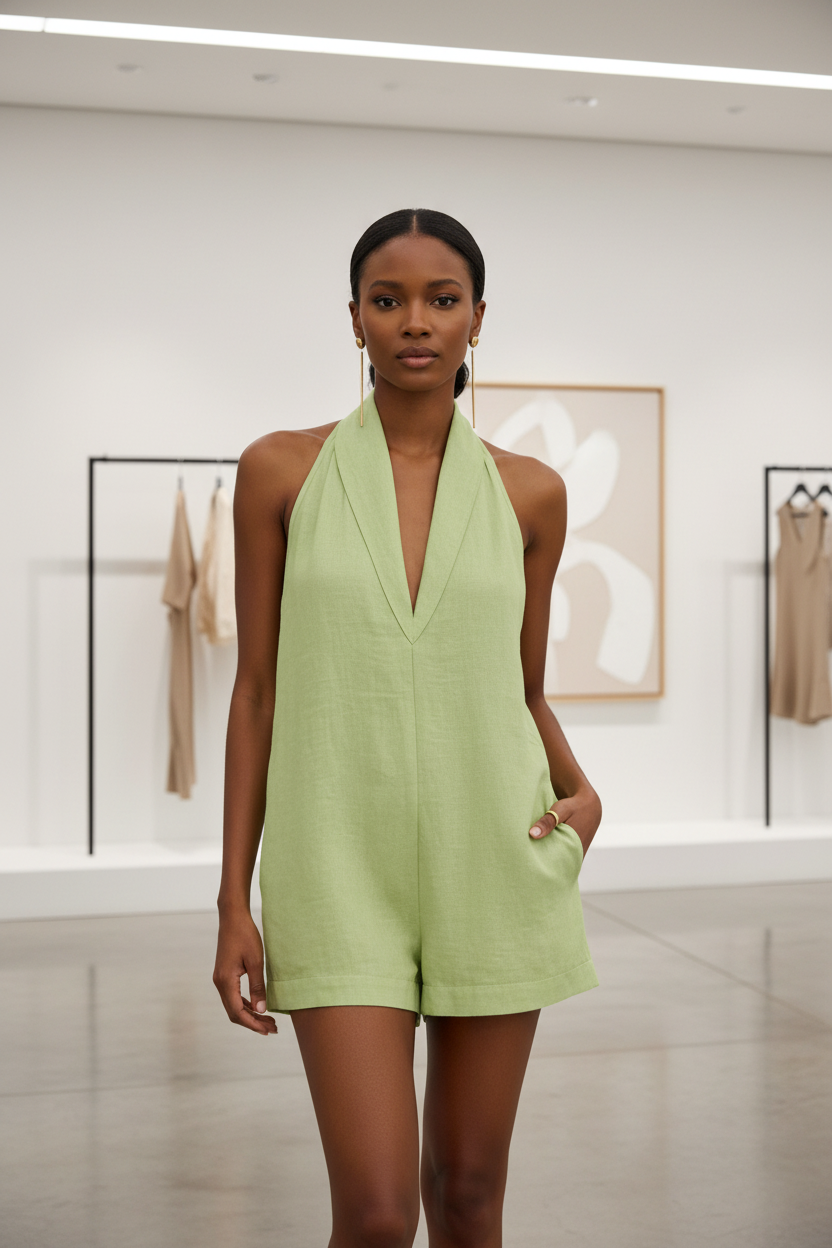 V-Neck Jumpsuit with Pockets