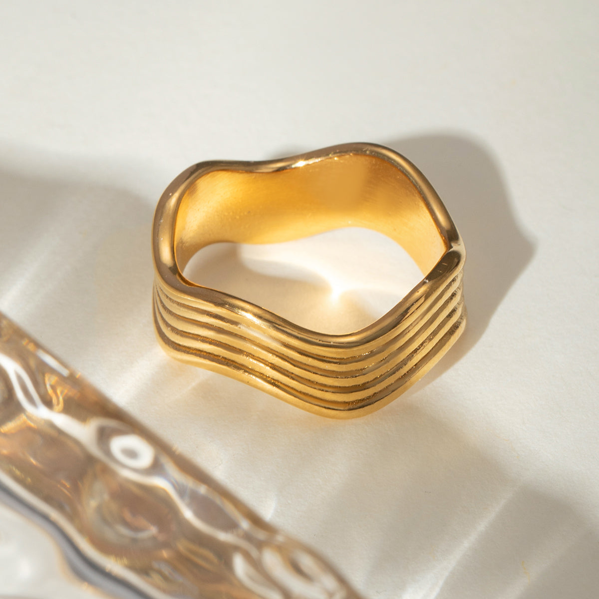 18K Gold-Plated Corrugated Ring