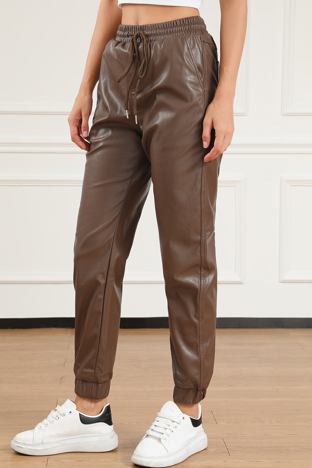 PU Leather Joggers