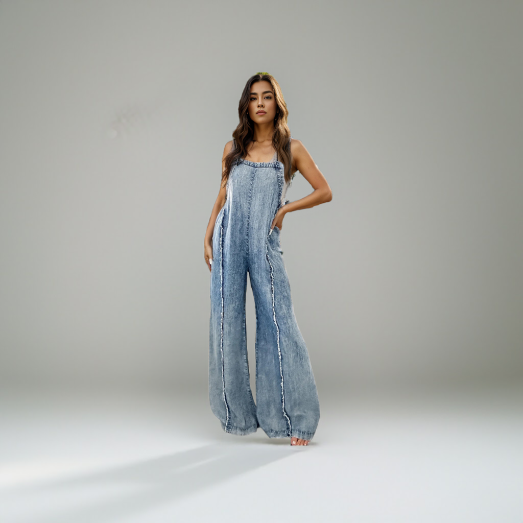 Adjustable Strap Wide Leg Denim Overalls