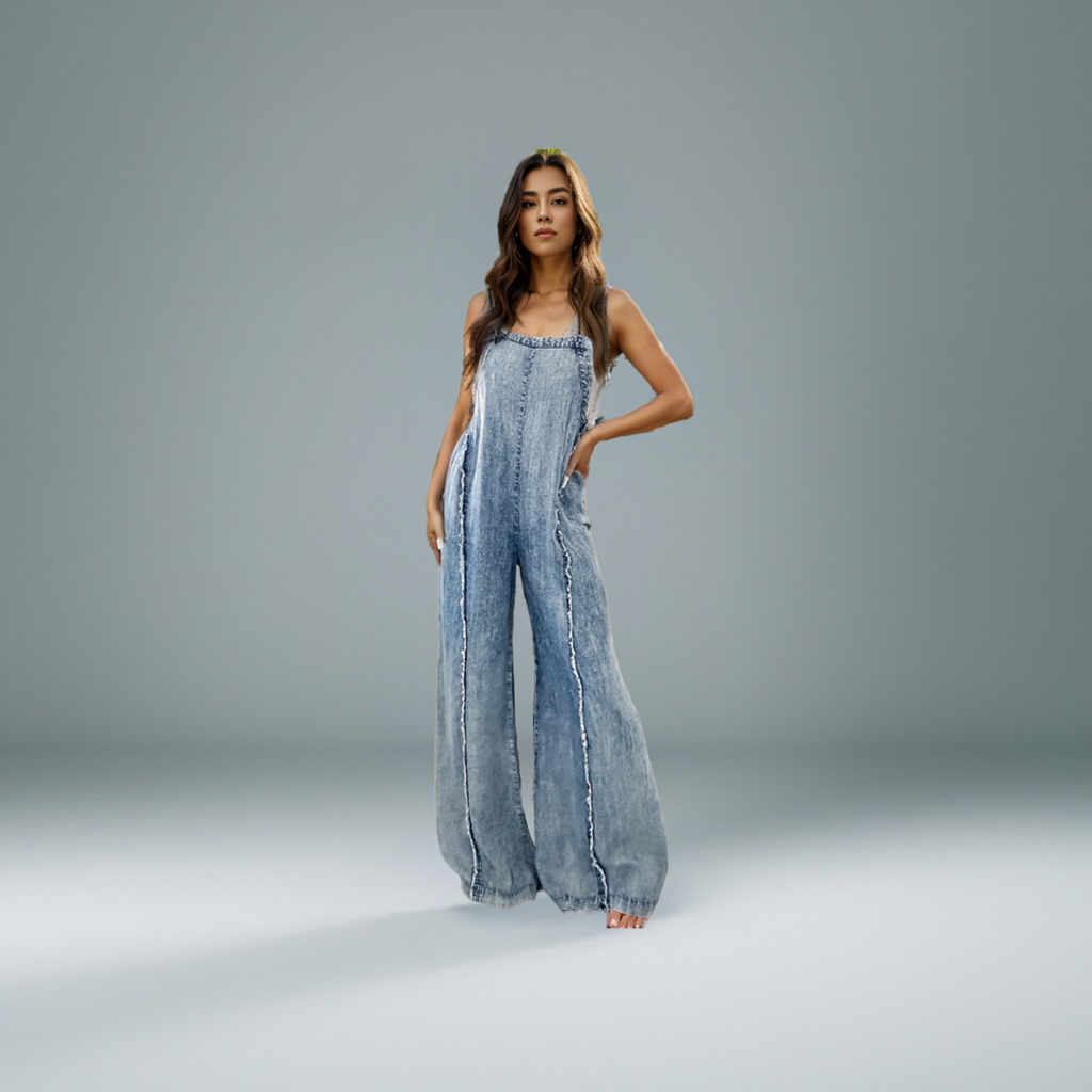 Adjustable Strap Wide Leg Denim Overalls